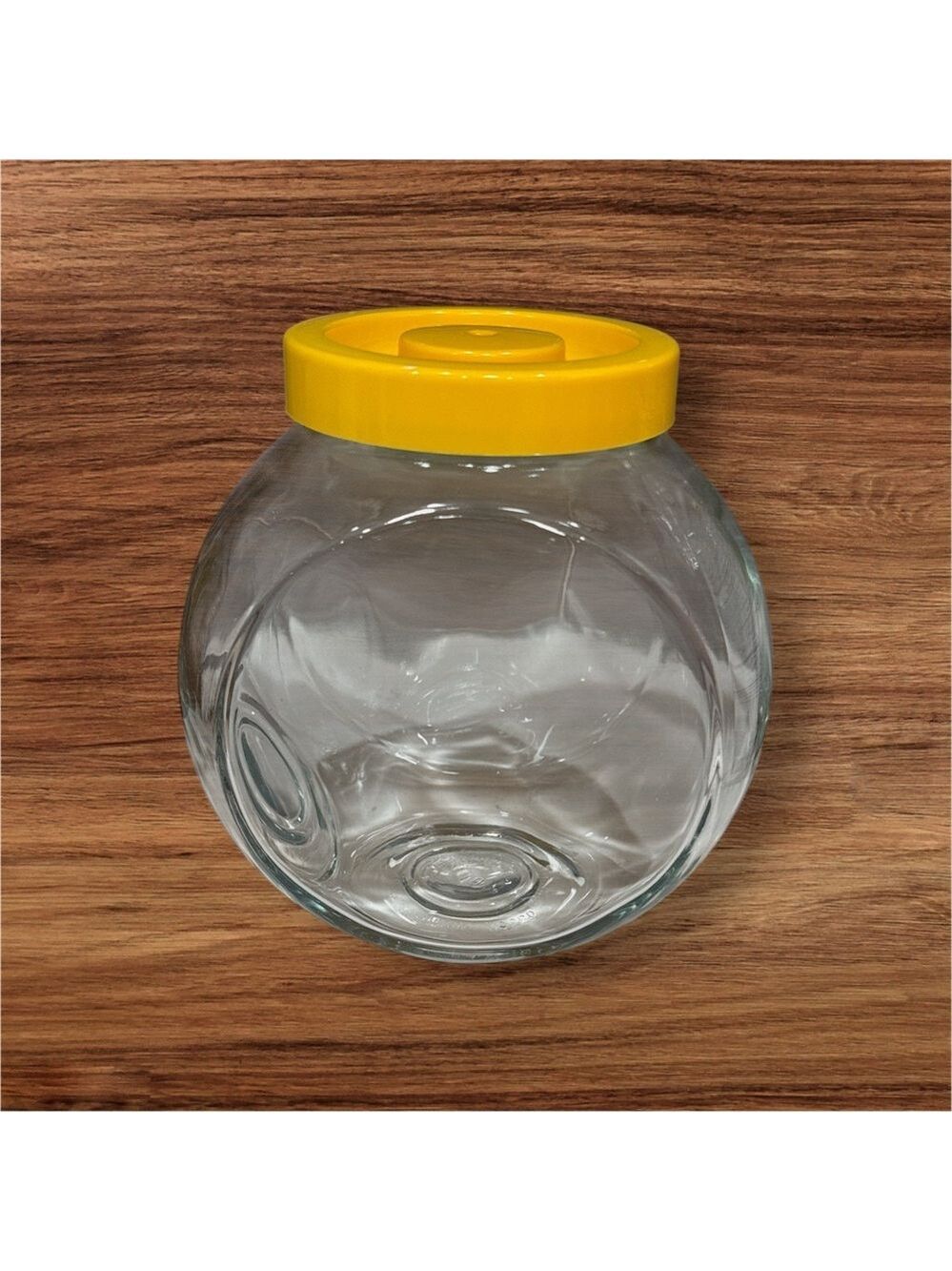 Vintage Bormioli Rocco Glass Jar with Yellow Lid